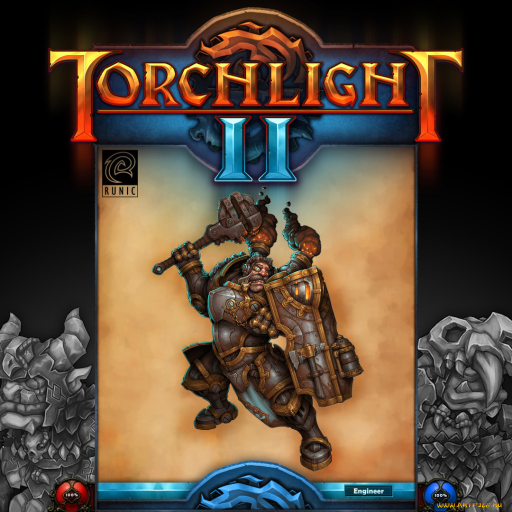 Обои Torchlight 2 Видео Игры Torchlight II, обои для рабочего стола,  фотографии torchlight, видео, игры, ii, инженер, доспехи, молот, надпись  Обои для рабочего стола, скачать обои картинки заставки на рабочий стол.